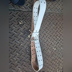 White and Tan Polka Dot Belt